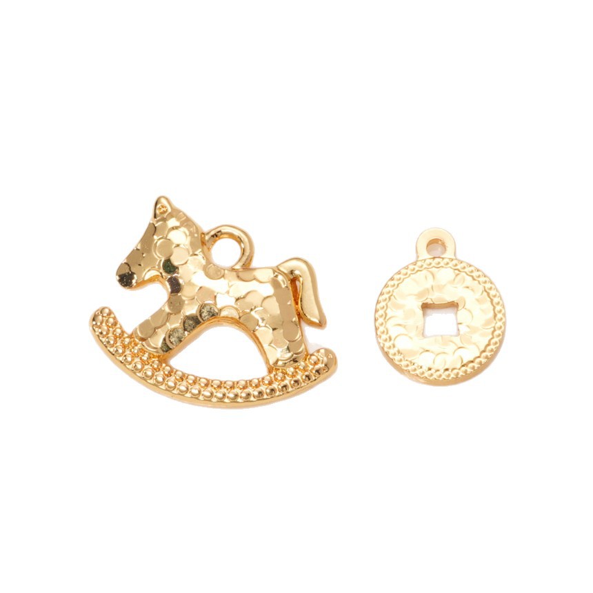 "Get Money Right Away Little Horse Coin Pendant 18k copper gold-plated color retention high-end style bracelet necklace clasp DIY accessory. Item Picture
