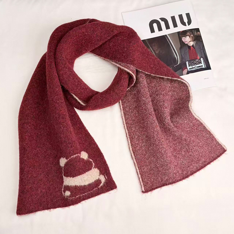Cashmere sweater 2025 Autumn/Winter new style women's fashion color block small flower thickened warm knitted neck protection small scarf scarf details Picture