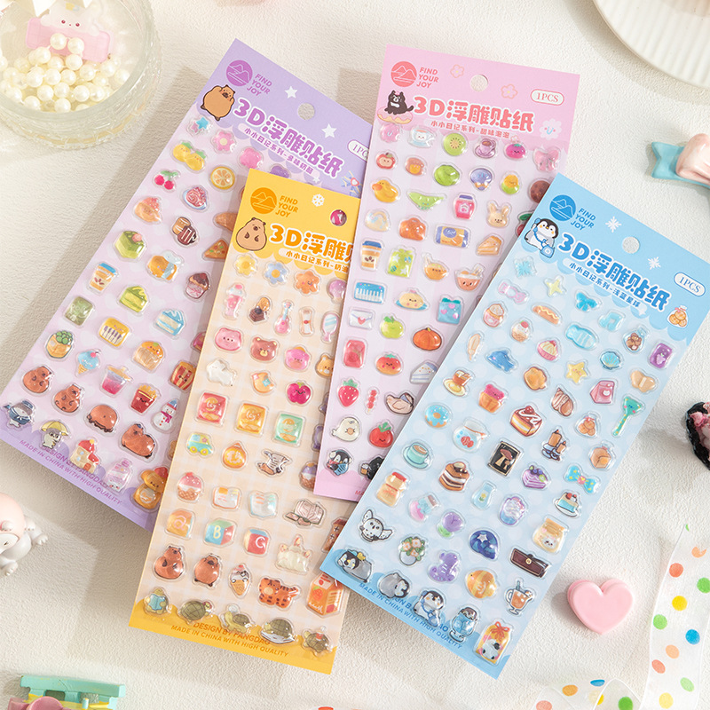 Creative City refrigerator stickers 3D embossed four-color packaging sticker set, decorative home stickers, fun stickers and accessories