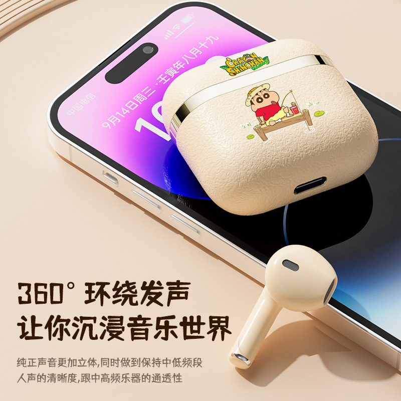 Crayon Shin-chan D4 wireless Bluetooth headphones for gaming, listening to music, noise-cancelling, cute and good-looking student in-ear headphones details Picture