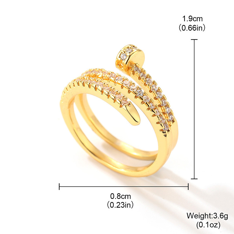 The personalized open-cut nail ring features a light luxury design. The full diamond nail ring is a cold lady's ring that does not fade and is French in style Application Scenario
