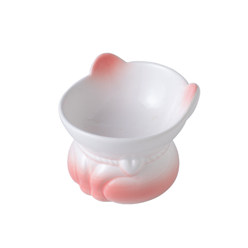Cat-shaped ceramic bowl, plain bowl, large glass ceramic soup bowl, pet cat tableware, household kitchenware Item Picture