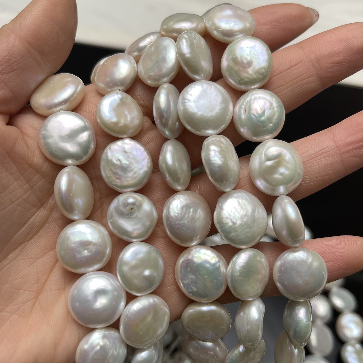 Low-price promotion: 13-14mm natural freshwater pearl button pearl, Baroque DIY necklace and bracelet, pearl matching Application Scenario