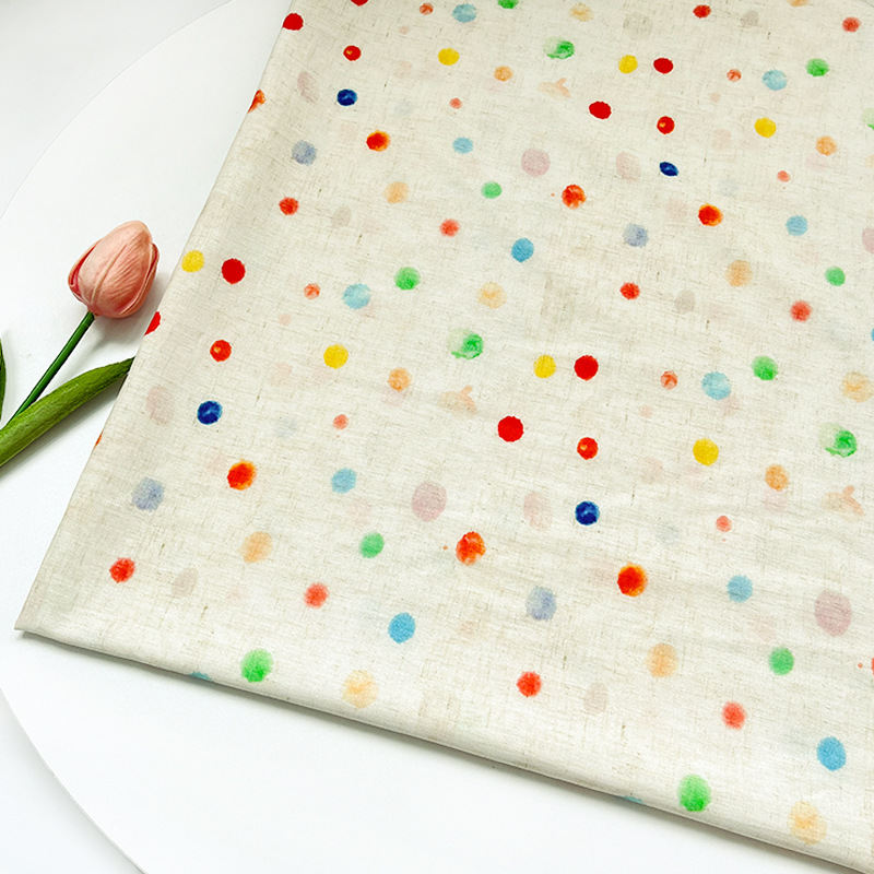 多彩圆点全棉四十支府绸数码印花布料童装衬衣连衣裙服装面料