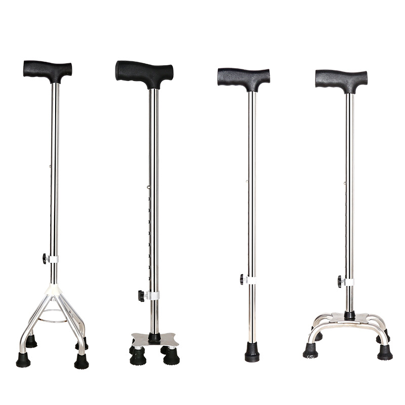 Stainless steel four-legged walking stick, single-legged walking stick, elderly four-legged walking stick, anti-slip walking stick, adjustable height, walking stick for assistance Application Scenario