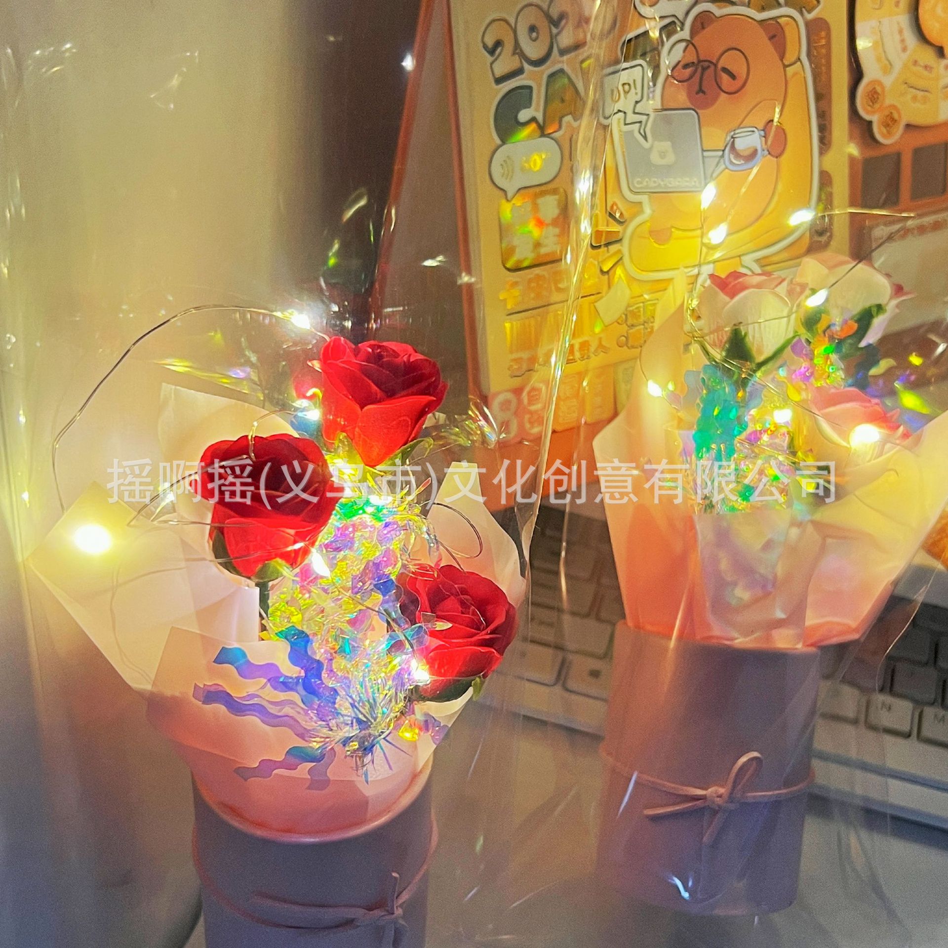 手工编织仿玫瑰花/玫瑰仿真/仿真花/花园/礼品仿真花细节图