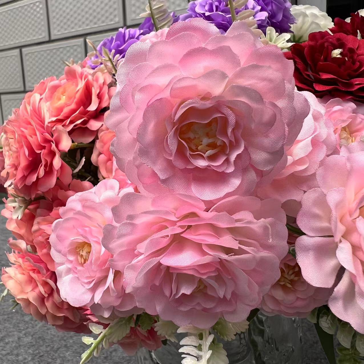 假花/仿真花DIY发饰配件/5朵塑膠花/仿真花/塑膠花产品图