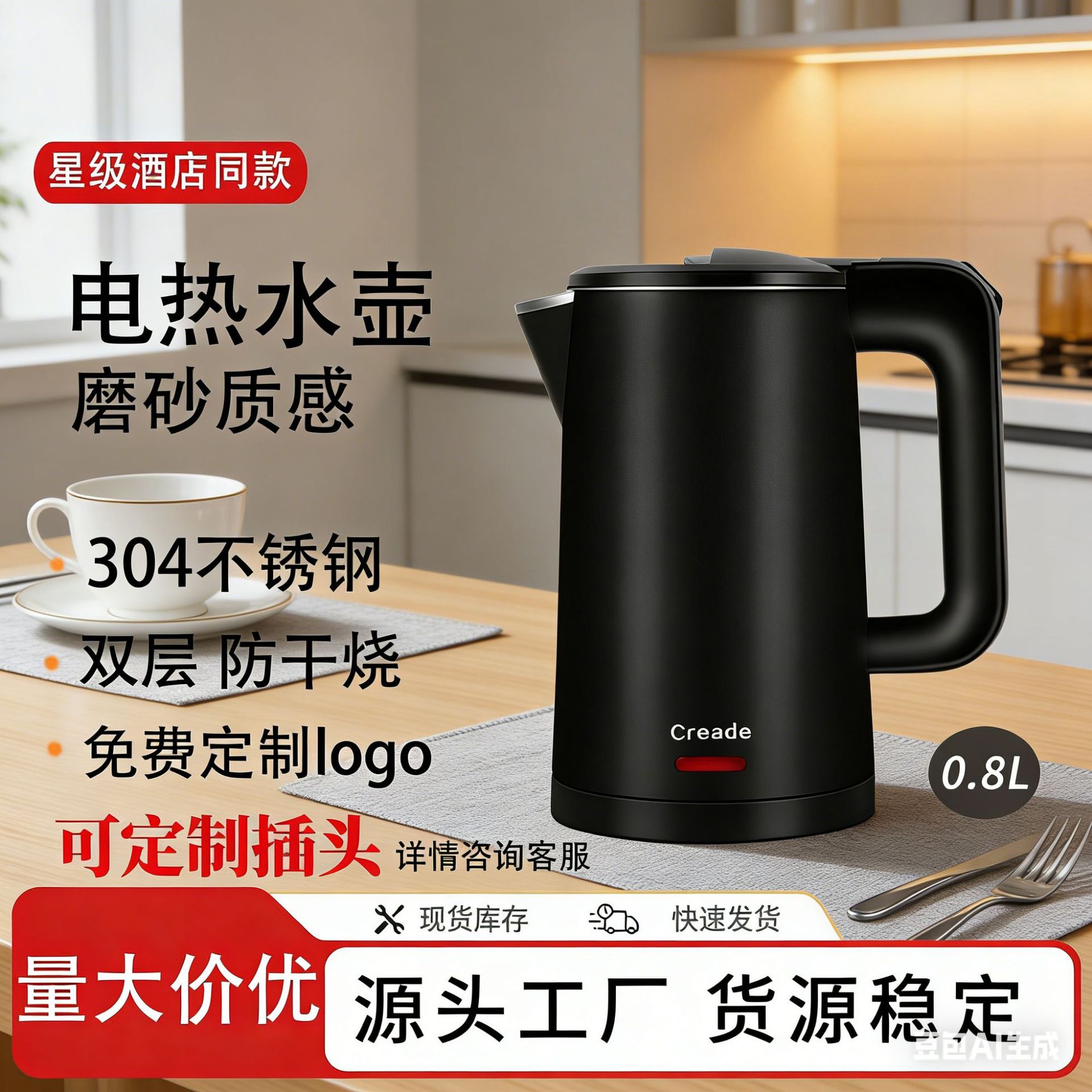Creade kettles are specially designed for hotels and guesthouses, and are portable and compact for home and travel use