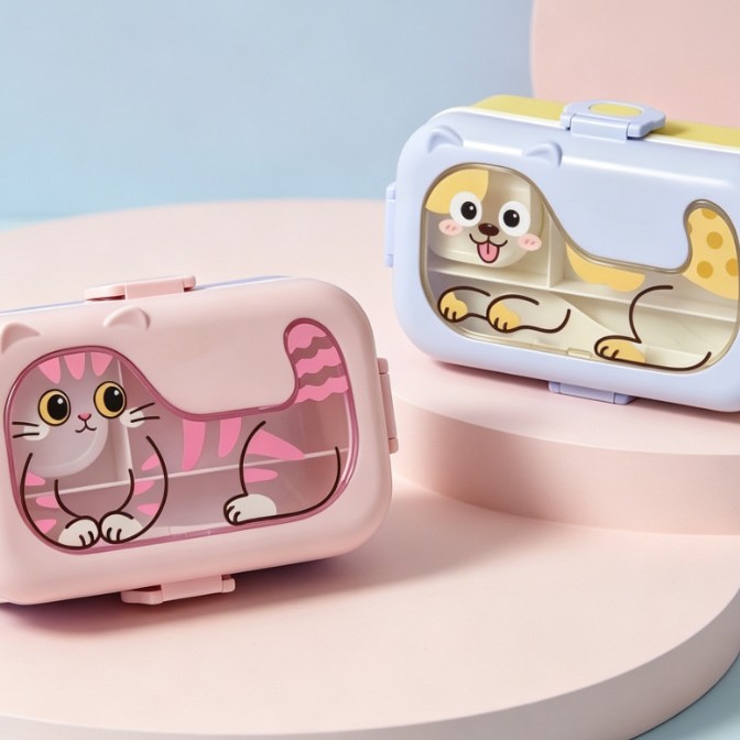 baby lunch box 304 Stainless steel lunch box, special cartoon large-capacity separated bento for office workers and students full image
