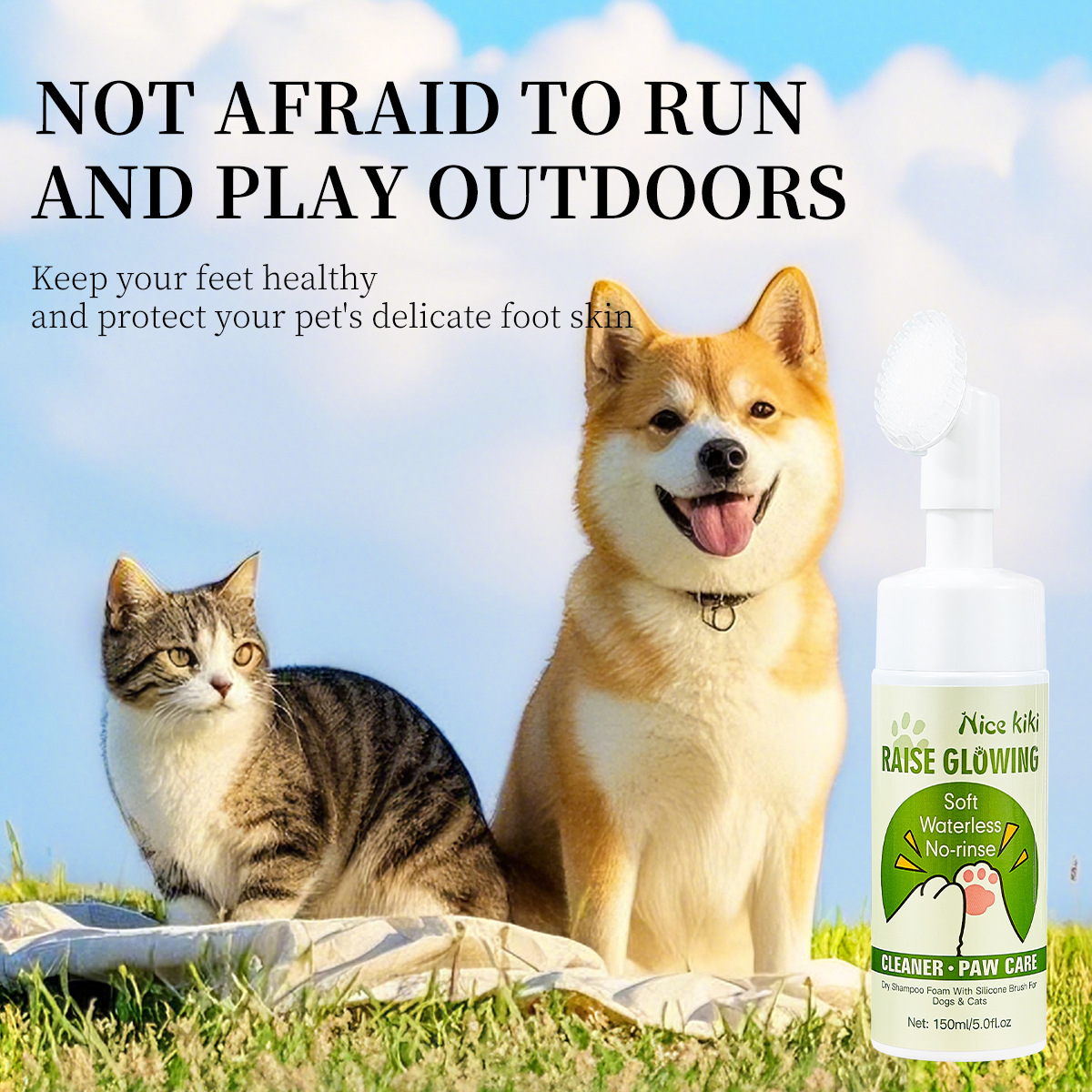 【跨境专供】 Nice kiki宠物硅胶刷头泡沫清洁剂猫狗掌爪护理批发细节图