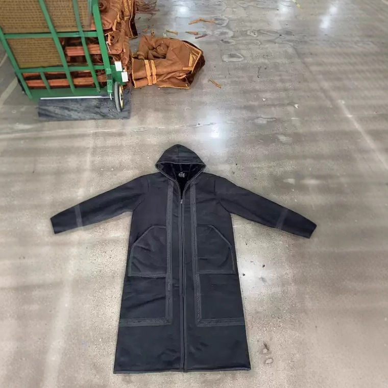 高品质中东阿联酋男士加绒连帽长袍来图打样Farwah拉链长外套