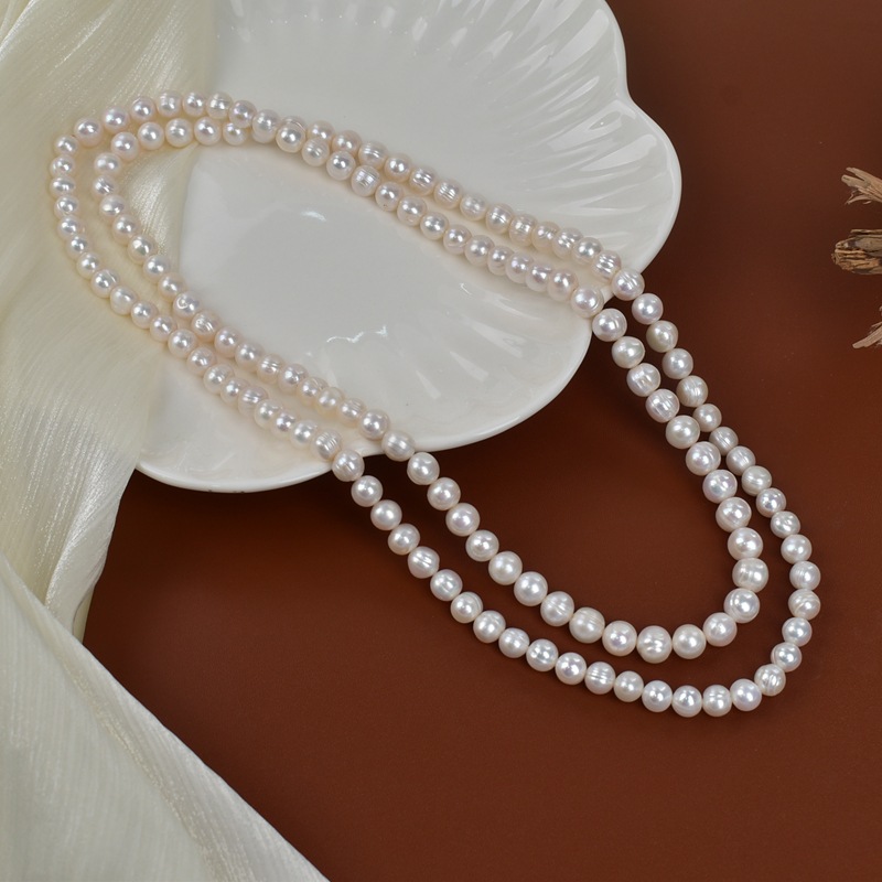 Natural freshwater pearl sweater chain, long, simple and versatile, multi-layer layered cheongsam chain, elegant necklace, Jurchen pearl Specification image