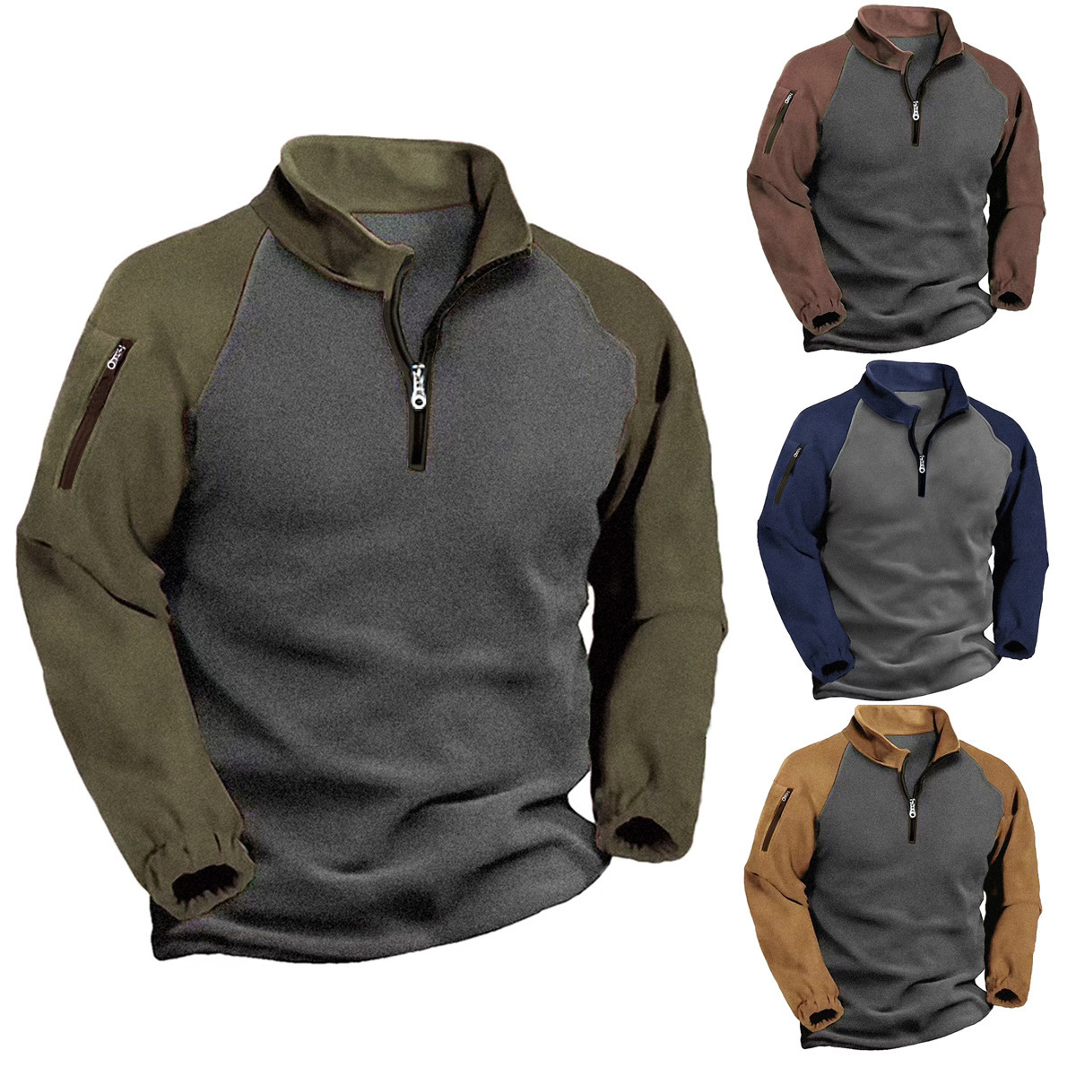 Cross-border tactical fleece hoodie for men's warmth fleece tk bestseller autumn and winter pullover with color-blocking functional style coat full figure