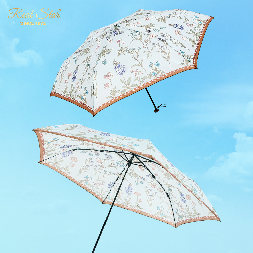 3123 New three-fold hand-opening ultra-light umbrella, Taiwan Fumao fabric umbrella with printed women's fashion umbrella Specification image