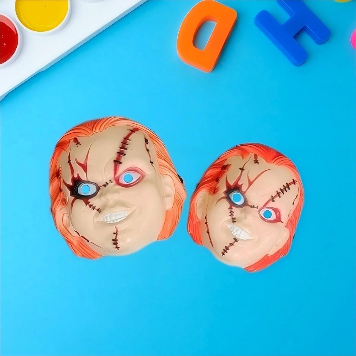 跨境万圣节恐怖面具鬼娃回魂影视装扮道具恰吉娃娃塑料面具批发