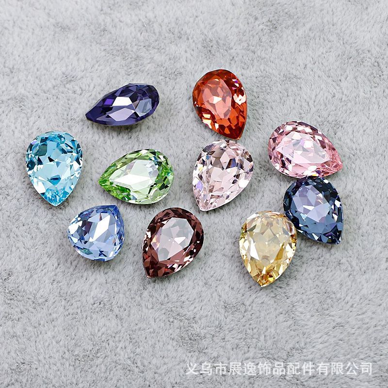 Color gota de agua en forma de pera gema anillo cara transparente gota de agua zircon piedra desnuda al por mayor 2X3MM a 10X14MM details Picture