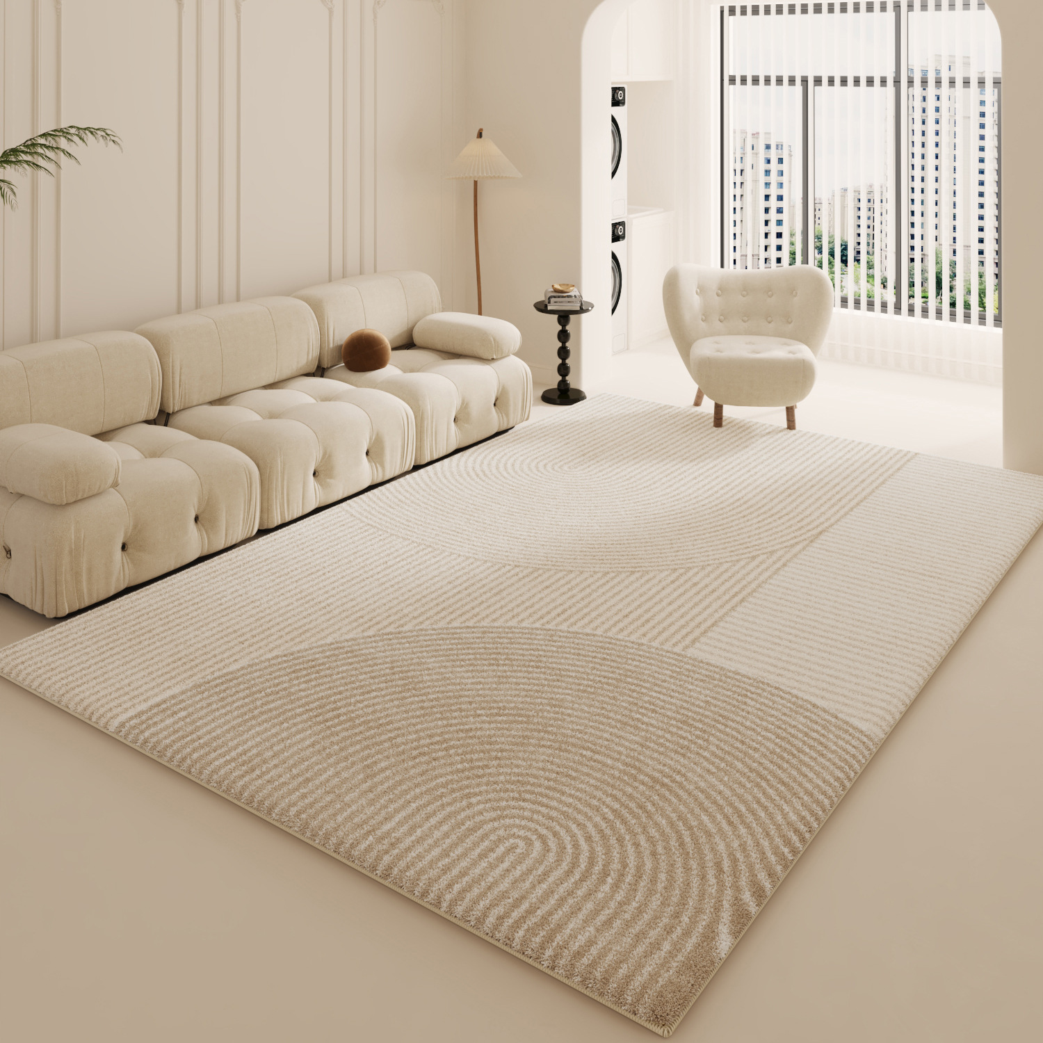 Modern and simple carpet, cream-style long-haired home bedside blanket, 2024 new style floor mat wholesale, bedroom carpet