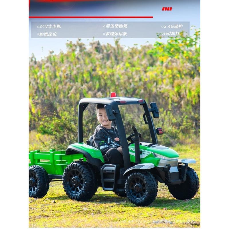 超大六轮四驱儿童电动车四驱越野车拖拉机车小孩遥控玩具带斗货车