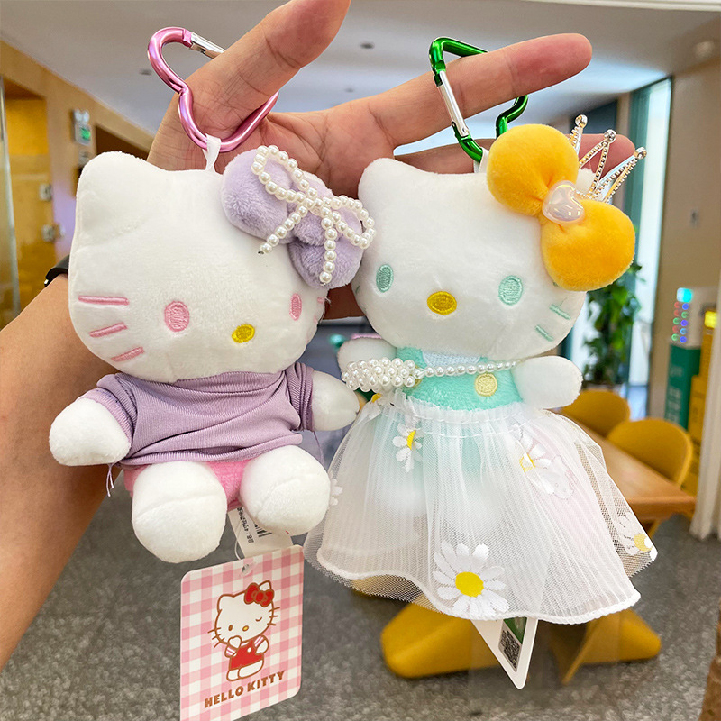hellokitty small pendant plush toy, cute kt cat doll keychain, creative kitty bag pendant Specification image