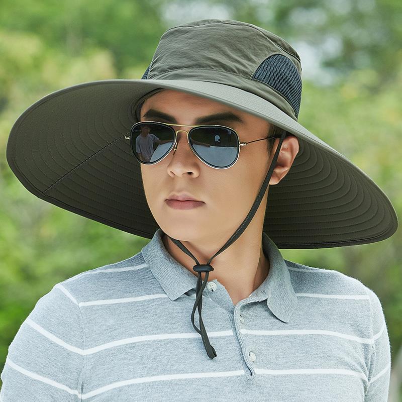 Men's summer new style outdoor fishing, mountain climbing and fishing breathable, sunshade, wide-brimmed fisherman's hat, sun-protective sun hat Application Scenario