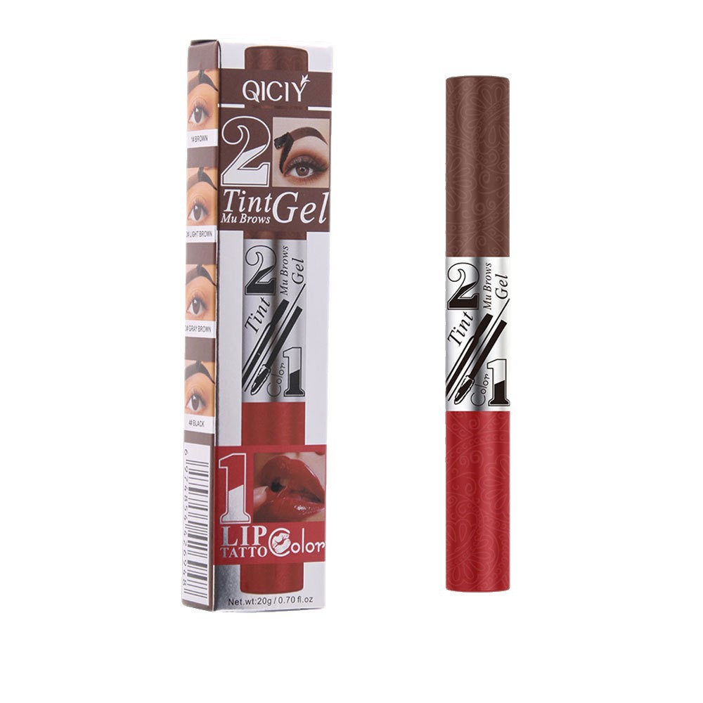 【 Cross-border Exclusive 】QICIY+ Double-Head Peel-off Eyebrow Cream + Peel-off Lip Gloss Waterproof and Non-Removable Makeup wholesale Item Picture