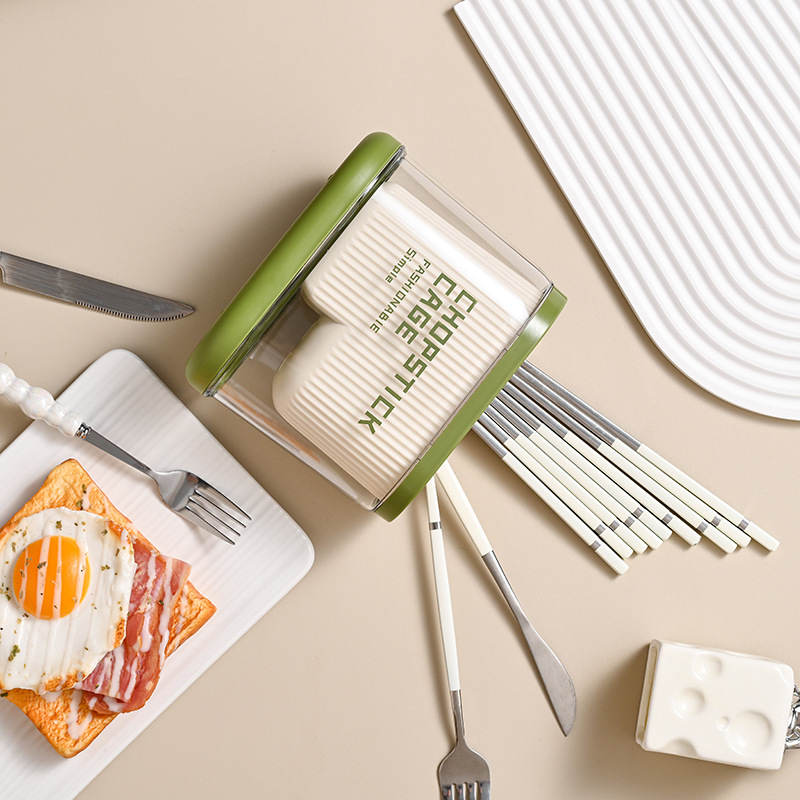 High-quality transparent household multi-functional wall-mounted desktop, knife, fork, spoon, tableware storage box, shelf, kitchen chopstick rack Specification image