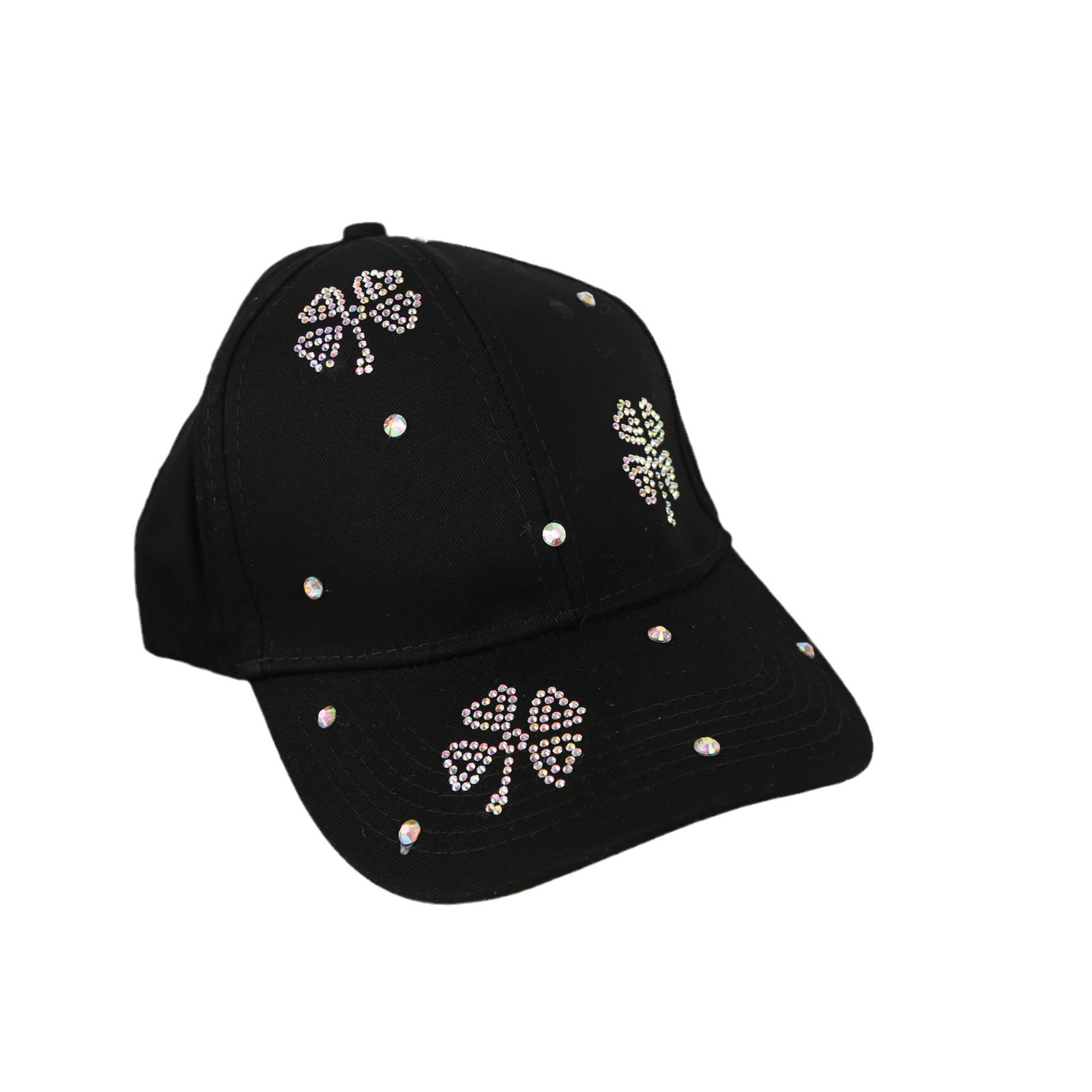 Autumn and winter water diamond four-leaf clover cool baseball cap for women, Korean style casual, versatile and warm hat, trendy slimming baseball cap Item Picture