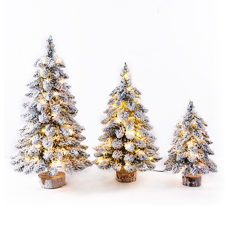 Feliz navidad pequeño árbol flocado mini árbol de navidad árbol caído árbol de navidad de mesa