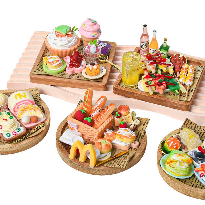 仿真食玩diy材料包食玩小盘儿童手工制作过家家玩具彩绘涂鸦新款白底实物图