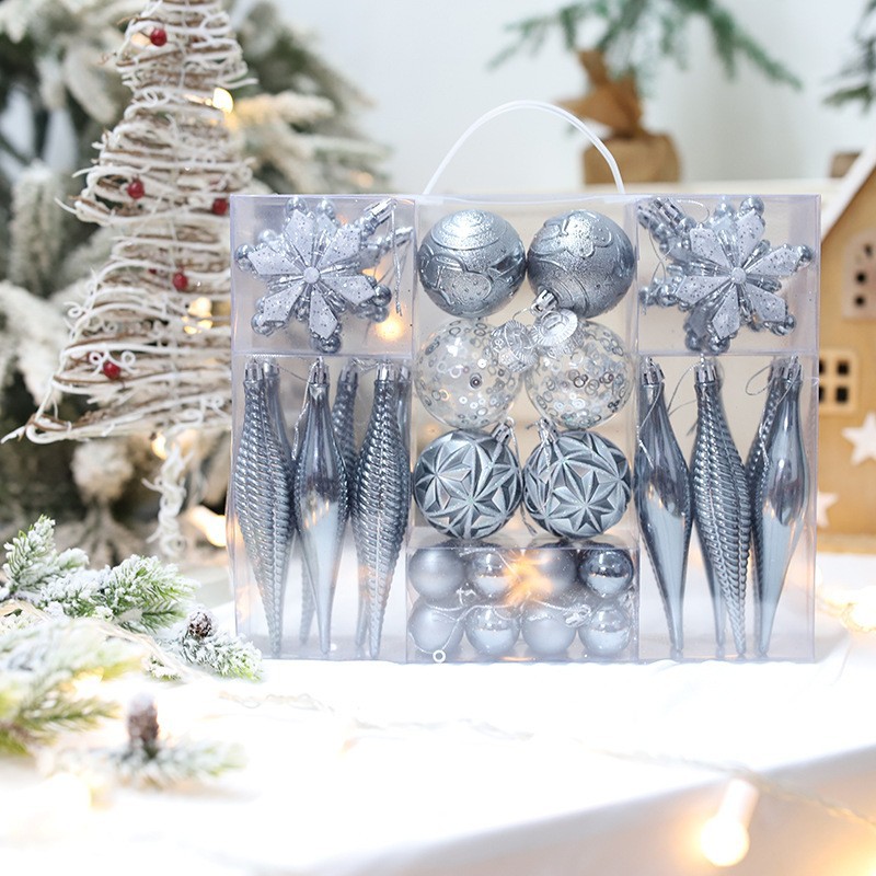 New Christmas style: 40 electroplated plastic balls, classic Christmas ball pendant, Christmas tree hanging ornament, set of accessories Specification image