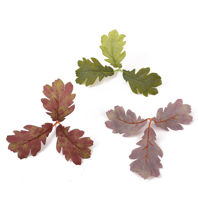 仿真枫叶绿色植物圣诞节节日纯手工装饰拍照摄影道具人造叶片白底实物图