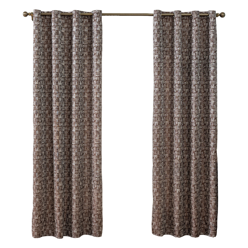 外贸专供遮光提花窗帘跨境TEMU爆款客厅卧室格子工厂直销绍兴窗帘白底实物图