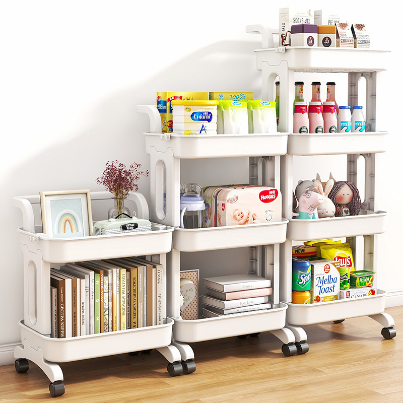 小推车置物架家用多功能厨房多层落地置物架可移动放水果蔬菜收纳