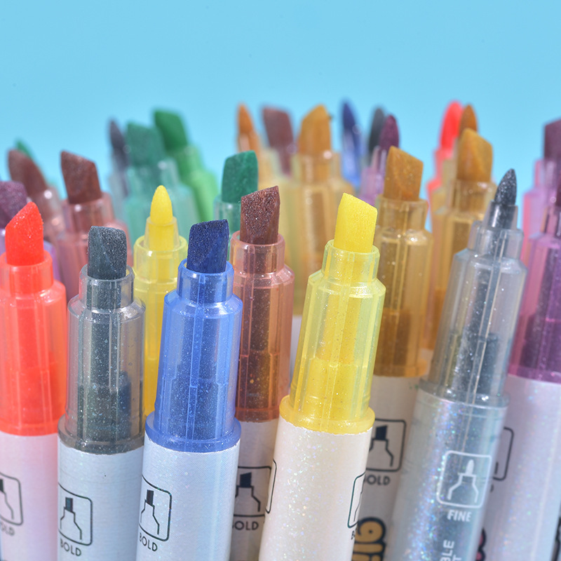 Factory direct supply of Weiya Hui Flash Highlighter 030B double-headed extended Highlighter wholesale with bright colors Application Scenario