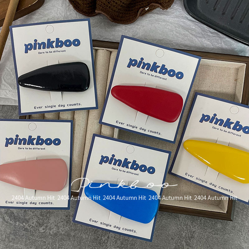 New Korean-style leather simple teardrop hair clip, children's fashion side wavy bangs clip, girl bye-bye hair accessory