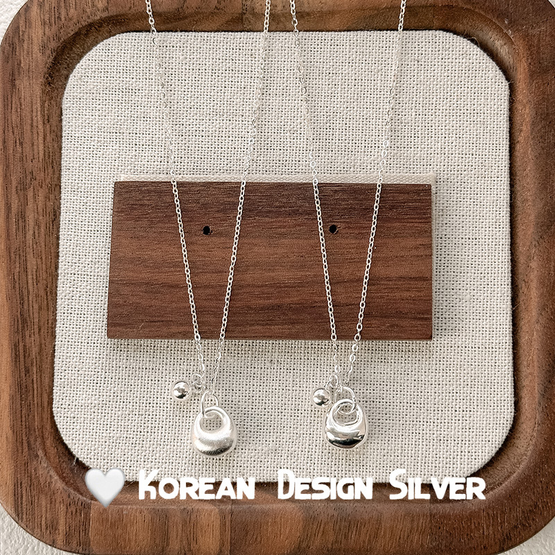 s925纯银银坨子银珠项链女精致简约小众ins设计素银招财锁骨链细节图