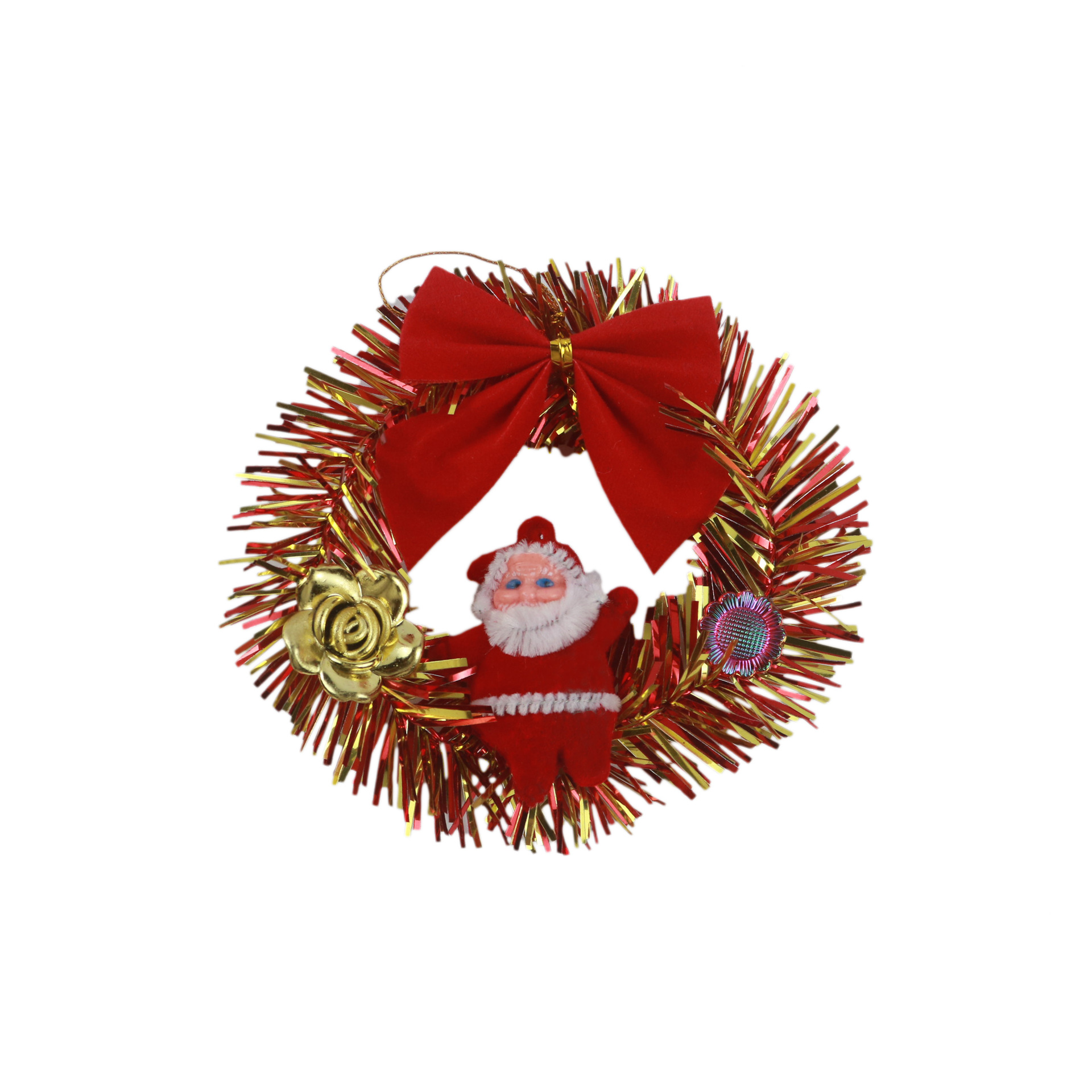 2024 New 10cm Christmas flower ring, wicker ring, Christmas tree decoration, elderly bow, reindeer Christmas pendant Specification image