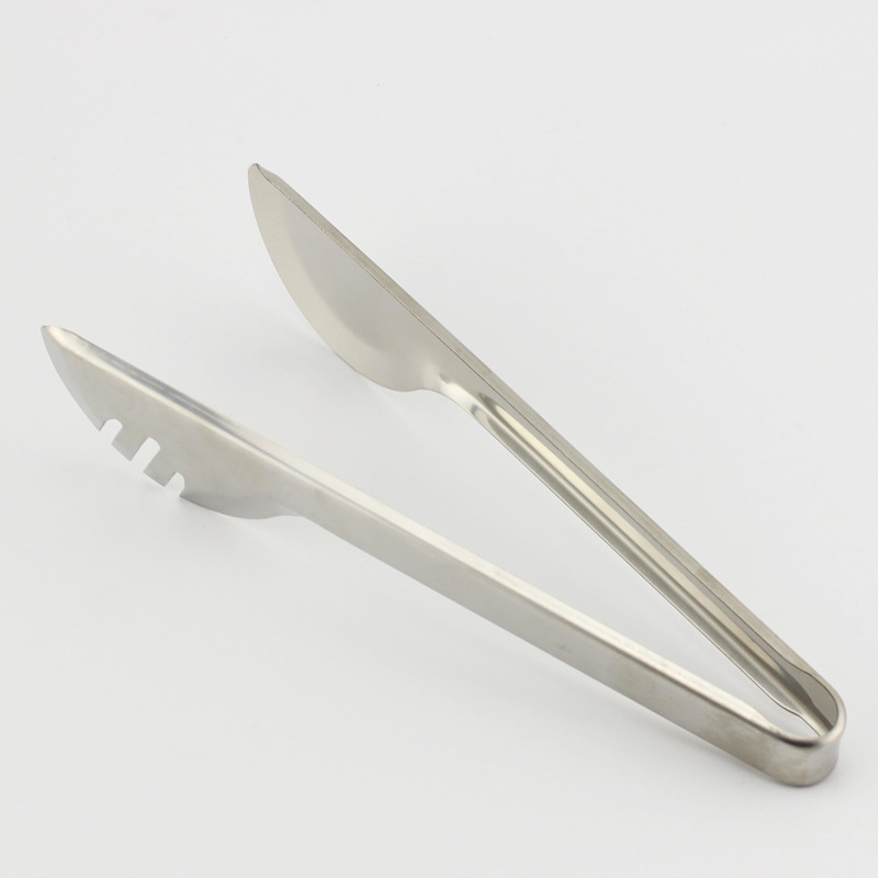 Wholesale of 08mm thick semi-round/full round food tongs, stainless steel food tongs, barbecue tongs and kitchen small tools at low prices