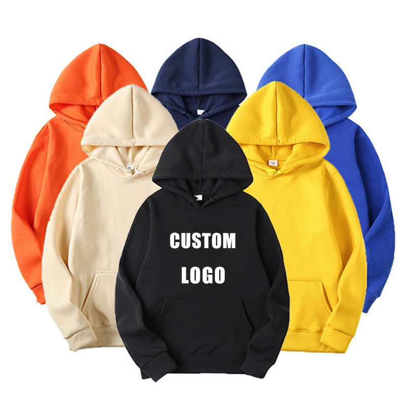 New men's hoodies with logo printing and text for autumn and winter, custom-made hoodies, sweatshirts, class uniforms, corporate team uniforms and workwear full figure