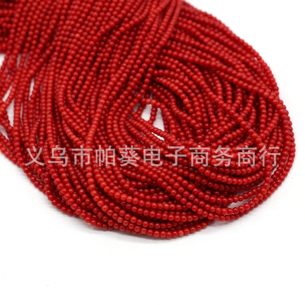 Natural sea pearl coral sphere dyed semi-finished product accessories, exquisite red loose bead jewelry materials Application Scenario
