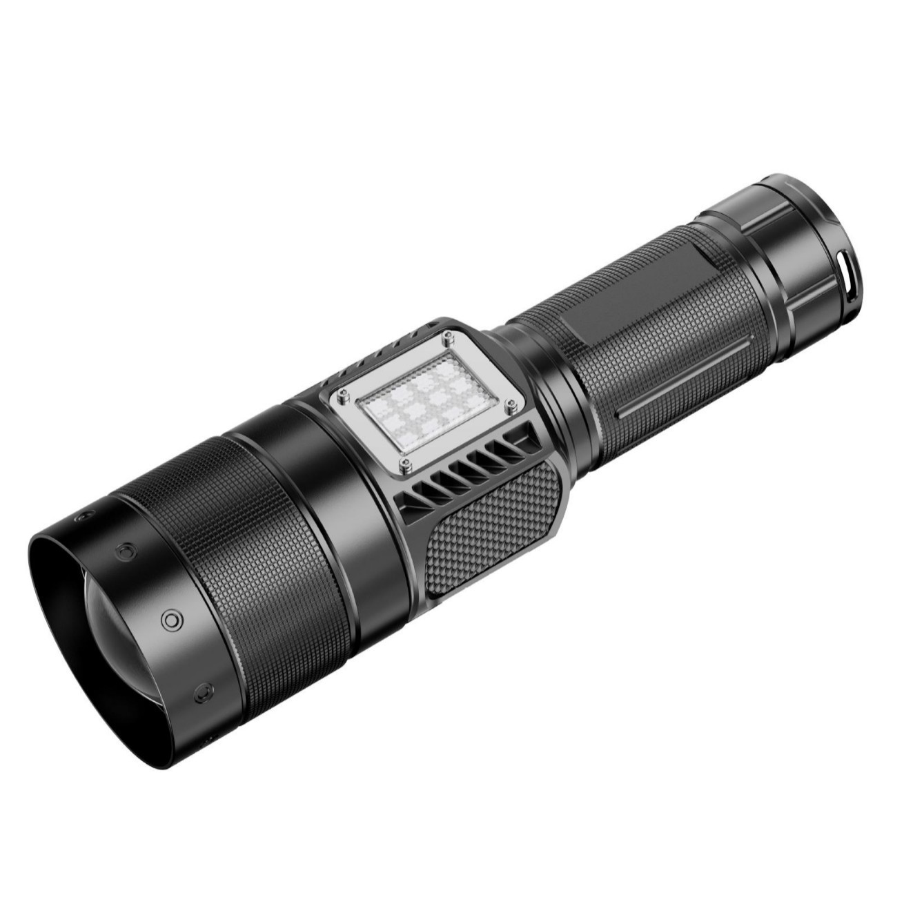 A new cross-border flashlight with high power, strong light charging, long battery life, retractable zoom, high lumen Bluetooth speaker