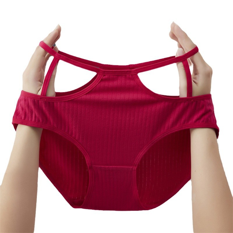 Sexy mesh underwear for women, breathable and comfortable, with fine straps, cross-cut, high-elasticity and high-waisted, large-sized Ankara red underwear for women Item Picture
