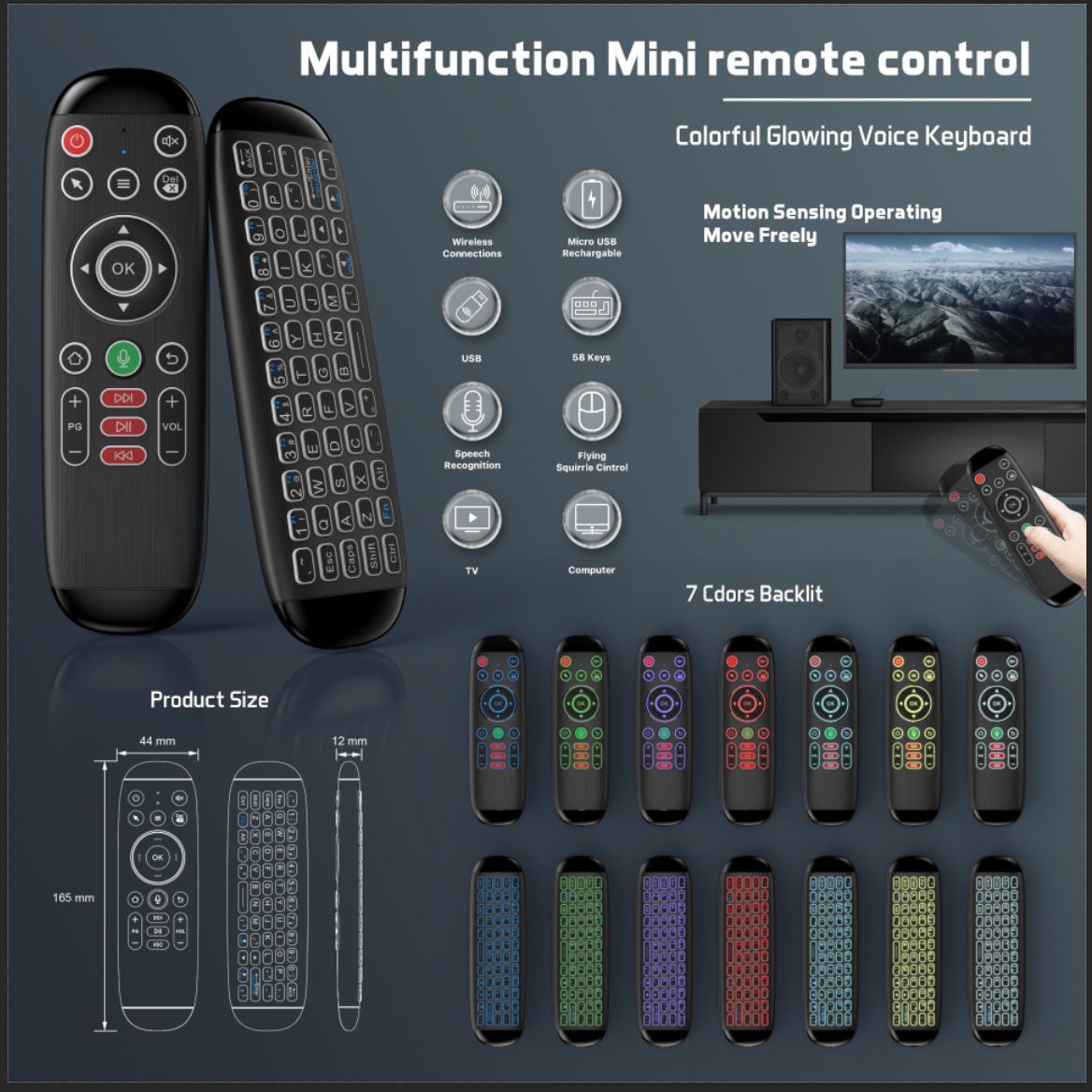 The M6 Air Mouse 2.4G wireless keyboard and mouse is suitable for TV boxes, set-top boxes, and the wireless version of the remote control mini Specification image