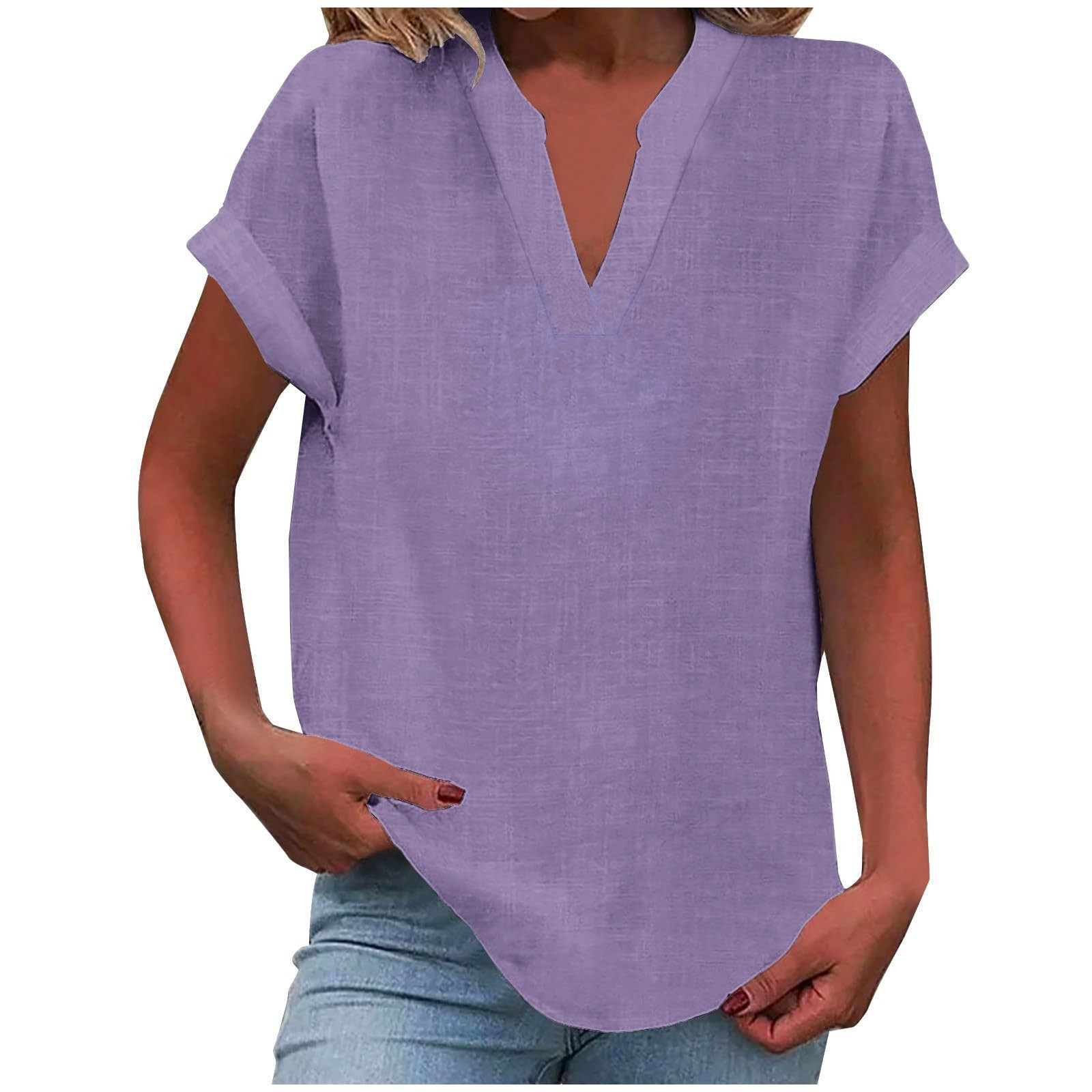 Amazon AliExpress Cross-border 2025 New Summer solid-color short-sleeved women's shirts for Europe and America Item Picture