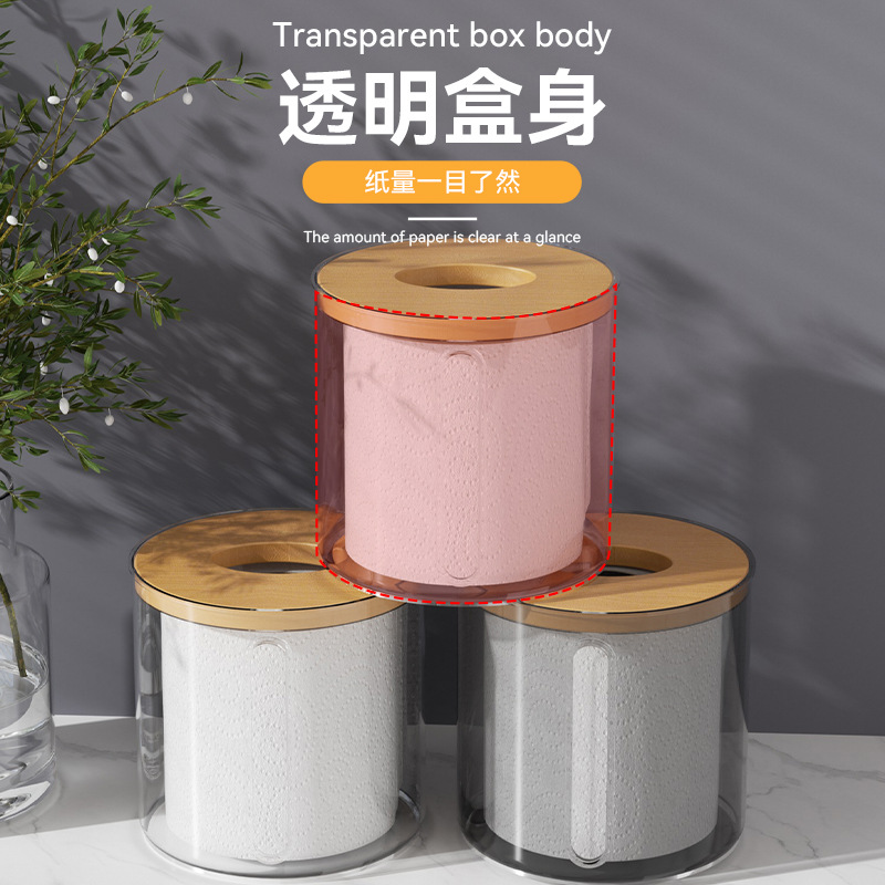 Tissue box, toilet paper box, home living room, Nordic-style round paper roll, dining room, creative table, simple storage box Specification image