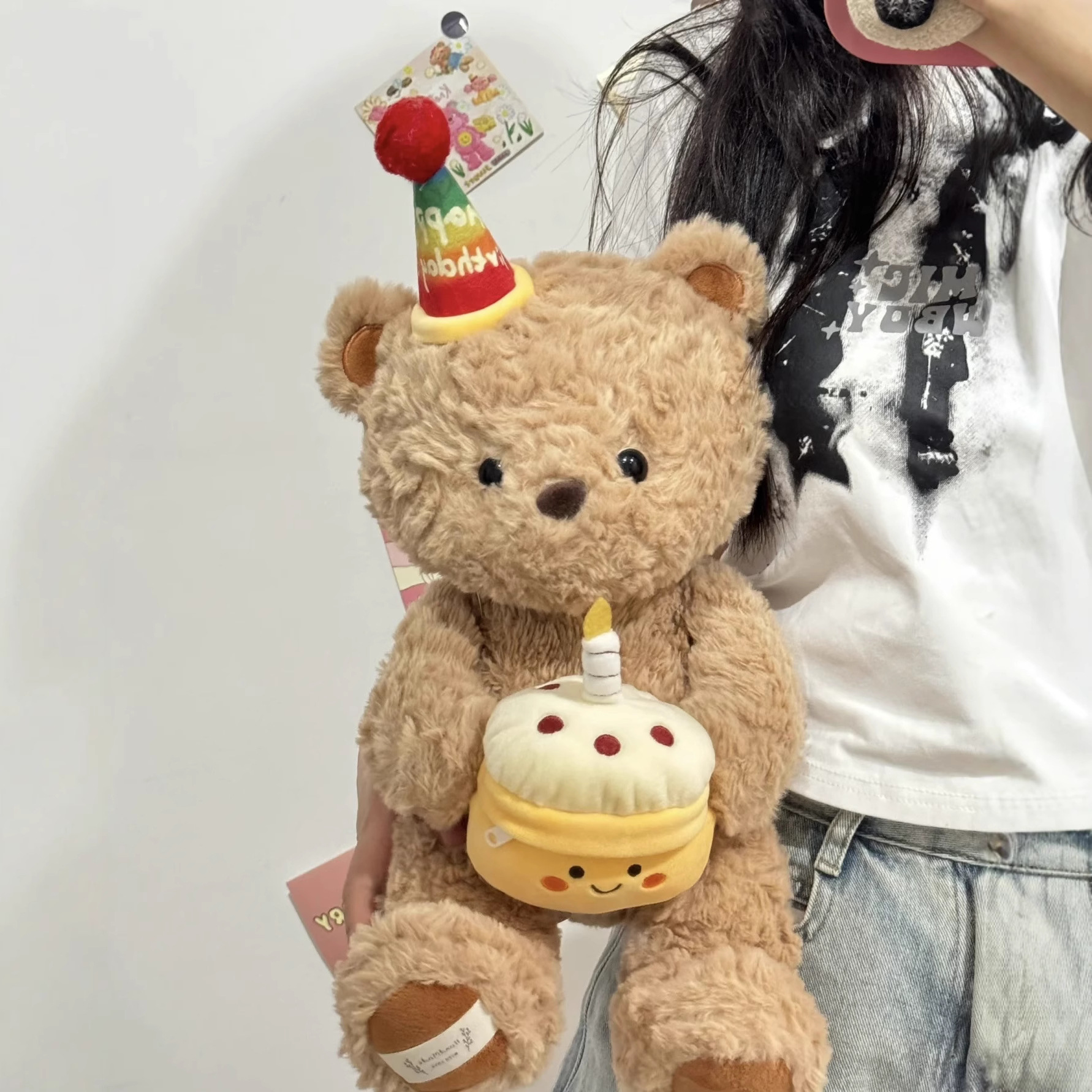 Influencers burst cumpleaños oso peluche bondadoso pastel de cumpleaños abrazo dormida almohada pastel lindo oso muñeca details Picture