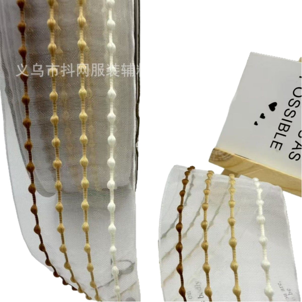 Wholesale of four-color striped transparent snow gauze webbing, diy bow hair accessory accessories, flower packaging ribbons Item Picture