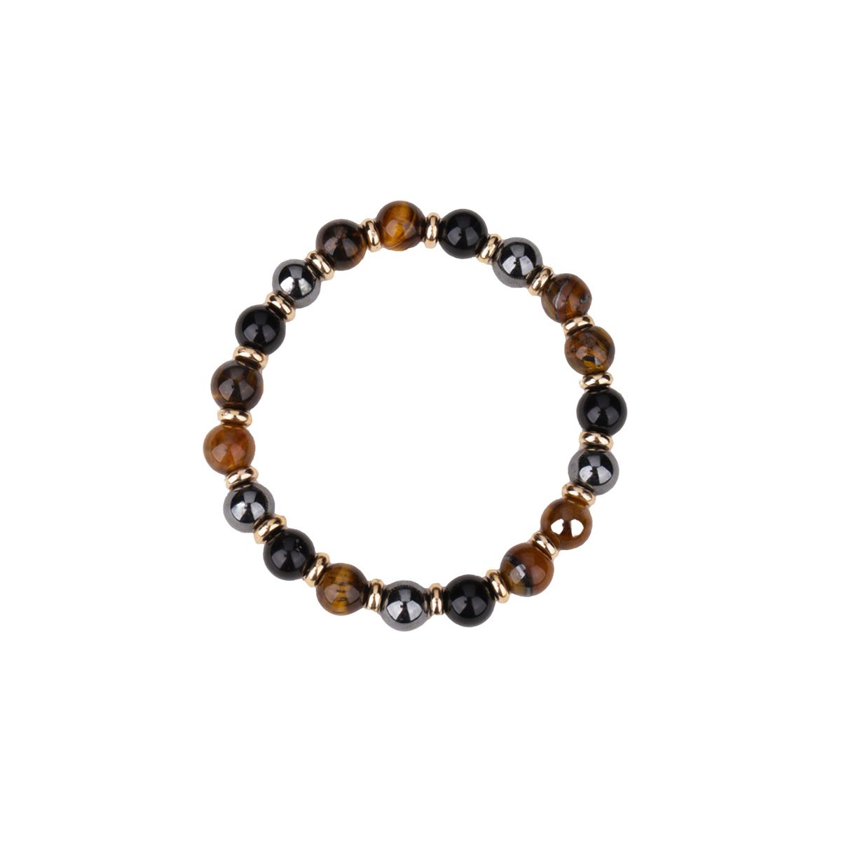 Retro light luxury tiger's eye stone agate necklace and bracelet, Melade-style natural stone spliced commuting all-purpose jewelry set Specification image