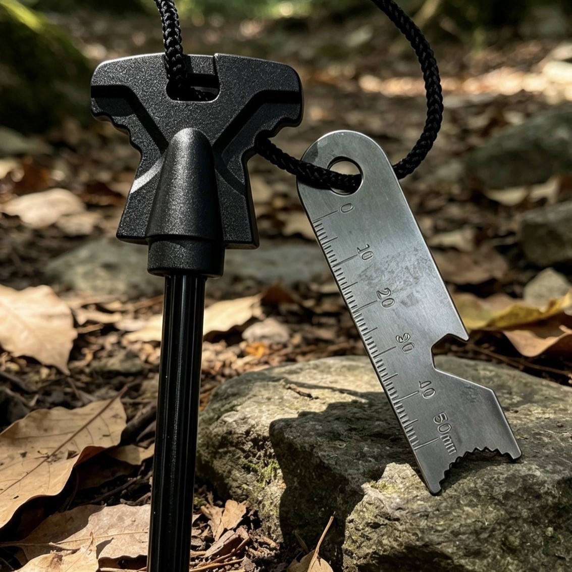 Outdoor fire stick with magnesium rod core, camping survival multi-functional fire stone, compact and portable scraper full image