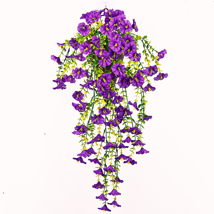 户外庭院仿真花尤加利牵牛花绢花家居婚礼婚礼装饰壁挂藤条花藤